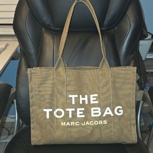 Marc Jacobs Tan Tote Bag with White Lettering